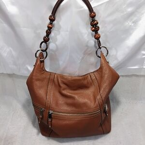 Tiganello Leather Hobo Bag With Beaded Ebellished Strap